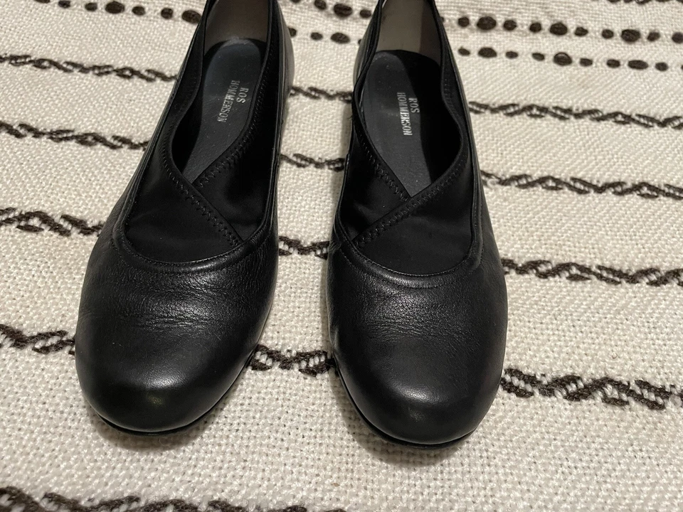 Zapatos de tacón bajo de cuero sin cordones ROS HOMMERSON 8,5 SMarion negros para mujer Foto 2 de 4