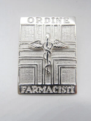 COZZI GIOIELLI Ordine dei Farmacisti : Spilla da giacca in Argento 925 con Caduceo - Farmacia