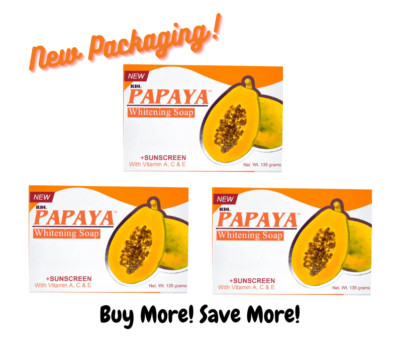 3x RDL Papaya Aufhellende Seife Sonnencreme mit Vitamin A C & E 135g - KOSTEN...