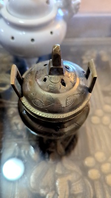 清代大明宣德年制款鼎式冲天耳铜香炉Antique Chinese Qing Brass