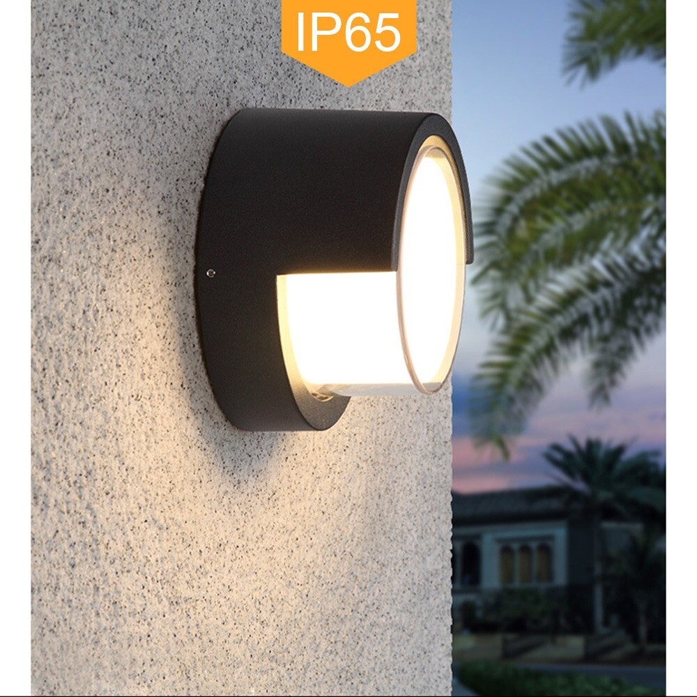 Modern Outdoor Wall Sconce Light - 12W LED Black Exterior Light With Seeded Glass For Porch & Garage