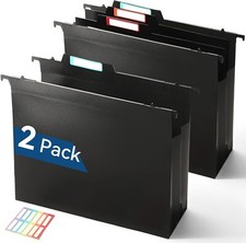 Plastic High Capacity Hanging File Folders, 4" Expanding Pocket with Movable Div