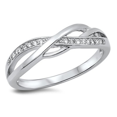 925 Sterling Silver Twist Clear CZ Infinity Promise Ring Sz  display picture 1