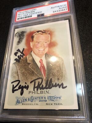 2010 TOPPS ALLEN GINTER REGIS PHILBIN SIGNED CARD PSA DNA AUTOGRAPH RIP LEGEND