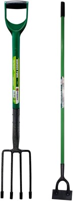 2PC GARTEN BORDER GRABWERKZEUG GABEL & HOLLÄNDISCHE HACKE GARTENARBEIT HANDWERKZEUGE SET STAHL