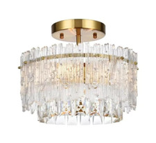 Crystal Chandelier Flush Mount Satin Gold Liv...