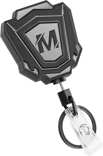 Retractable Key Tool Reel Holder Steel 31" Belt Clip Chain Heavy Duty Split Ring