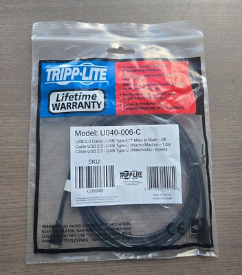 Tripp Lite USB 2.0 USB C Cable w/ 5A Rating 20V M/M USB Type C USB Type-C