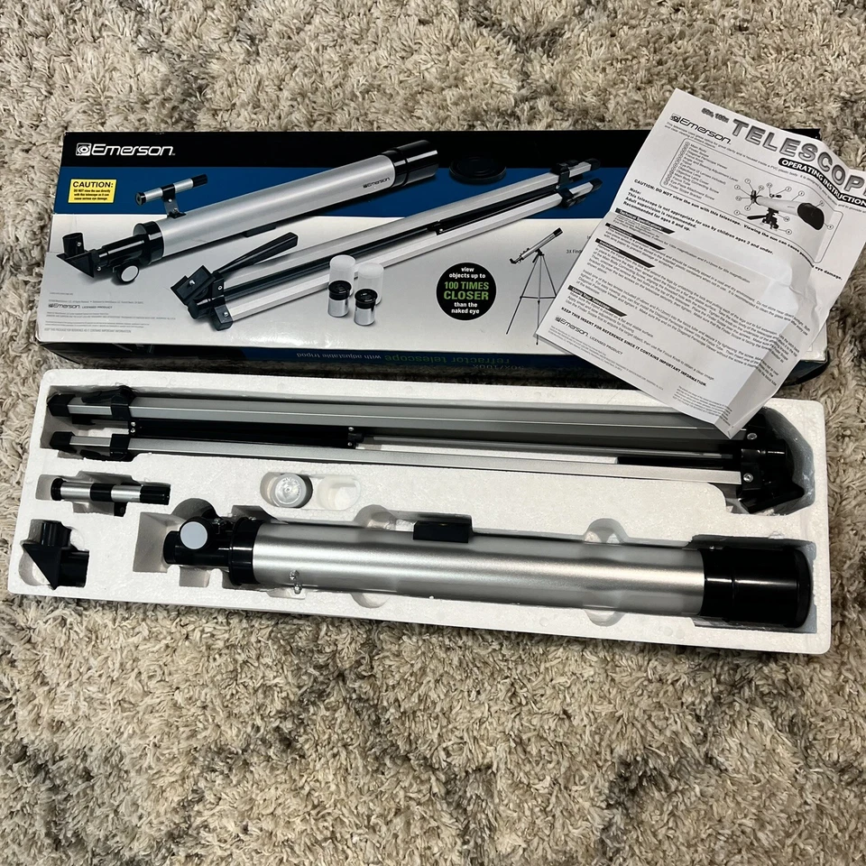 Emerson 50x / 100x Refractor Telescope w/4ft Adjustable Tripod NEW OPEN BOX!READ - Image 3 of 4