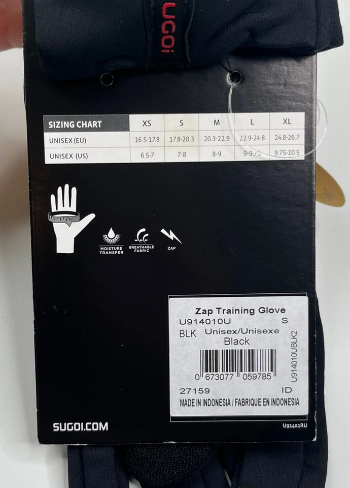 Guantes de entrenamiento de ciclismo Sugoi Zap nuevos con etiquetas unisex para adultos negros T6 Foto 3 de 4