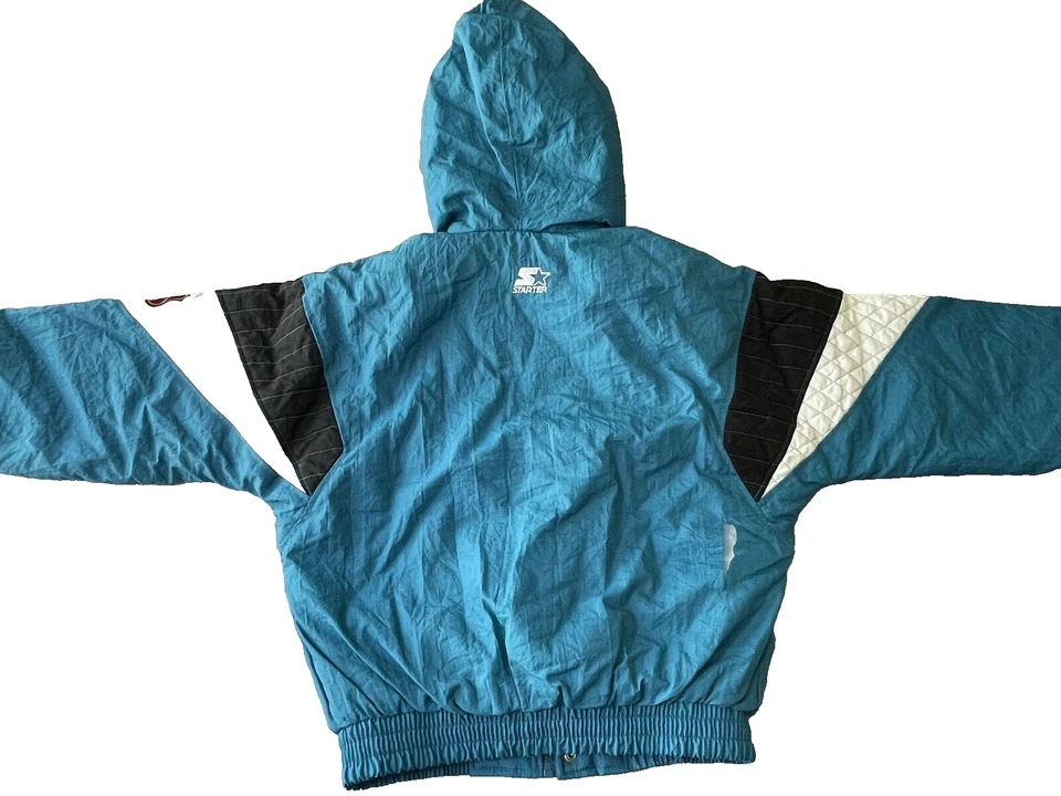 1990-е SAN JOSE SHARKS СТАРТОВАЯ КУРТКА ПАРКА МОЛОДЕЖНАЯ БОЛЬШОЙ ЗАПАС с ПОВРЕЖДЕНИЯМИ ЧИТАЙТЕ - Изображение 4 из 4