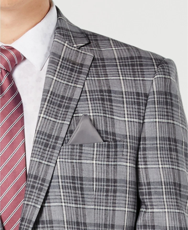 Bar III Hombre Calce Ajustado Lino Gris Traje Chaqueta Gris Talla 40R 🔥🔥 Foto 3 de 4