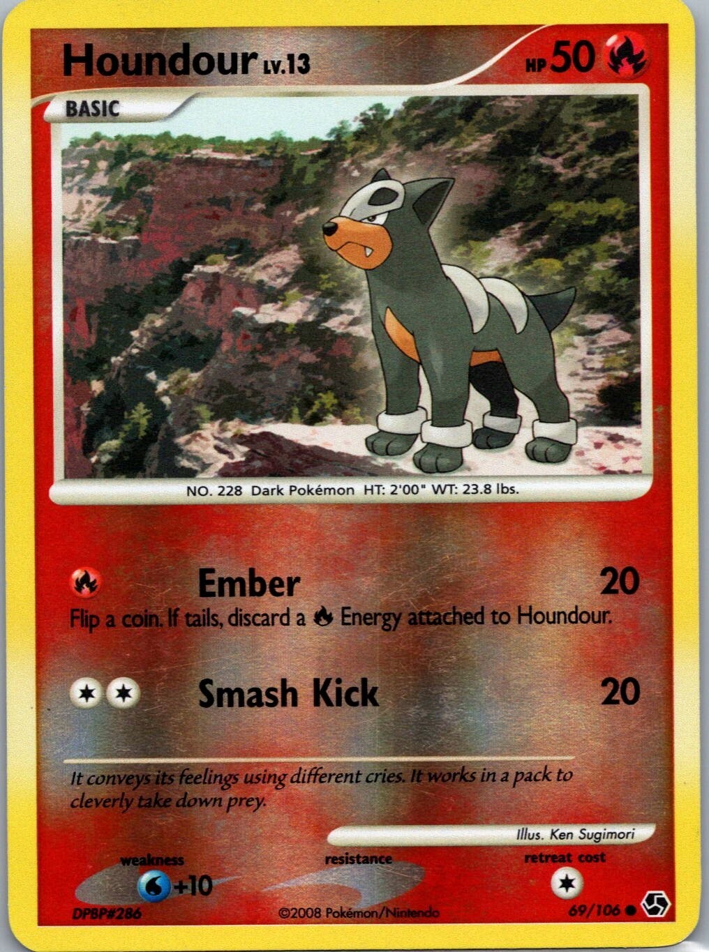 Pokémon TCG Houndour 69/106 Reverse Holo Great Encounters Diamond & Pearl NM