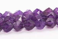 Natural Amethyst Beads Grade AA Star Cut Faceted Loose Beads 5-6/7-8/9-10MM