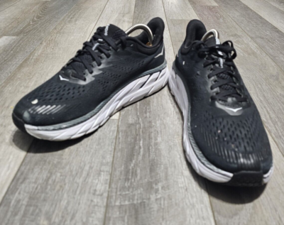 Hoka One One W Clifton Running Shoes Womens Mens Black White Sneakers