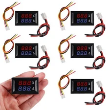 6PCS Digital Voltmeter Ammeter DC 0-100V Red Blue LED Voltage Current Meter