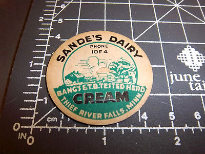 Sande's Dairy Milk bottle Cap Thief river falls, minnesota, fun old phone number