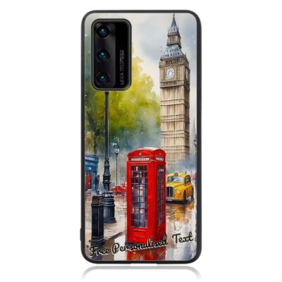 Personalised Text Back Case For Huawei Phone Series - London Big Ben Phone Booth