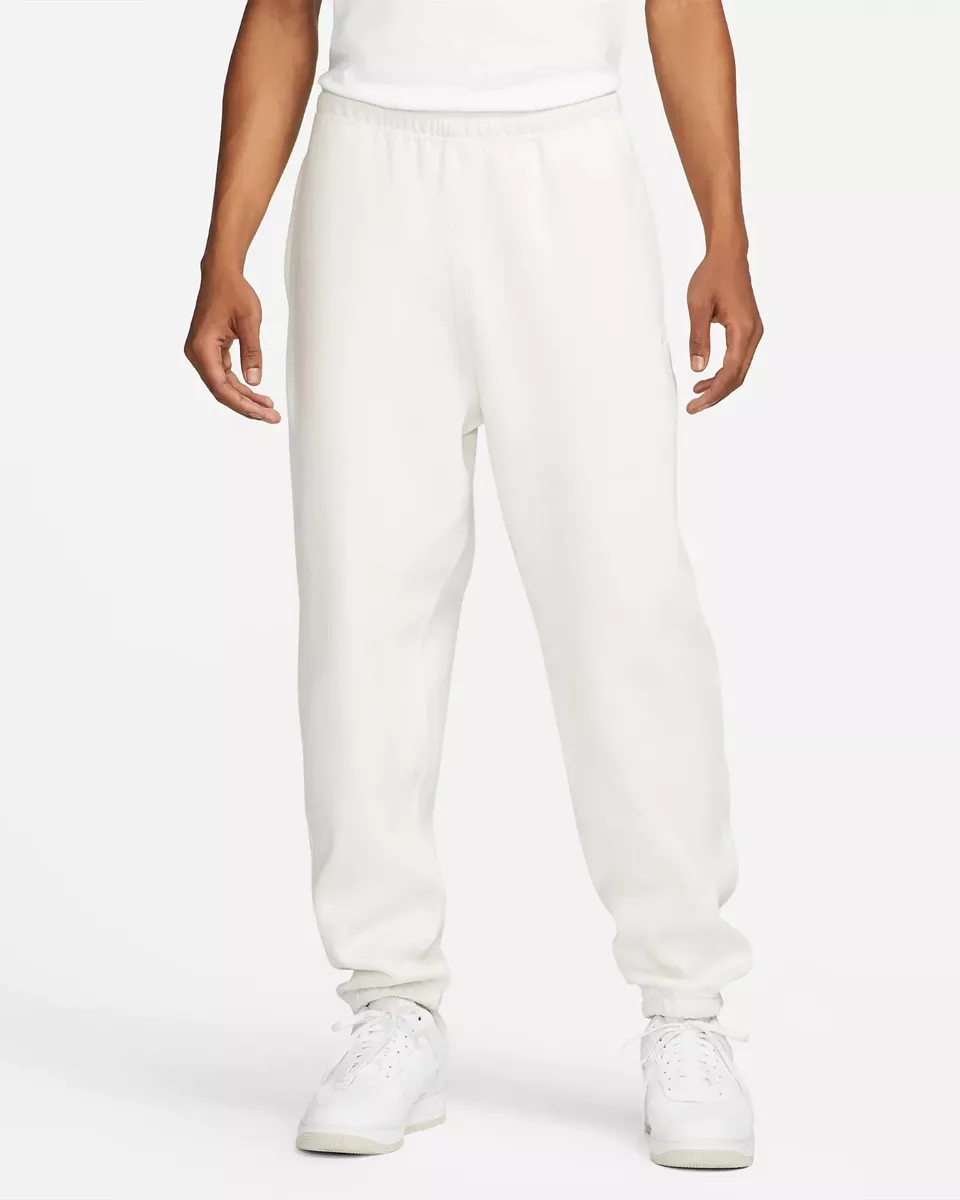 Men's Size L Nike Solo Swoosh Fleece Pants Sweatpants Phantom White  CW5460-030