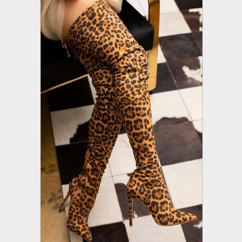 leopard pointed toe boots
