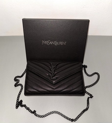 YSL Yves Saint Laurent Black/Black Caviar Crossbody Hand Bag