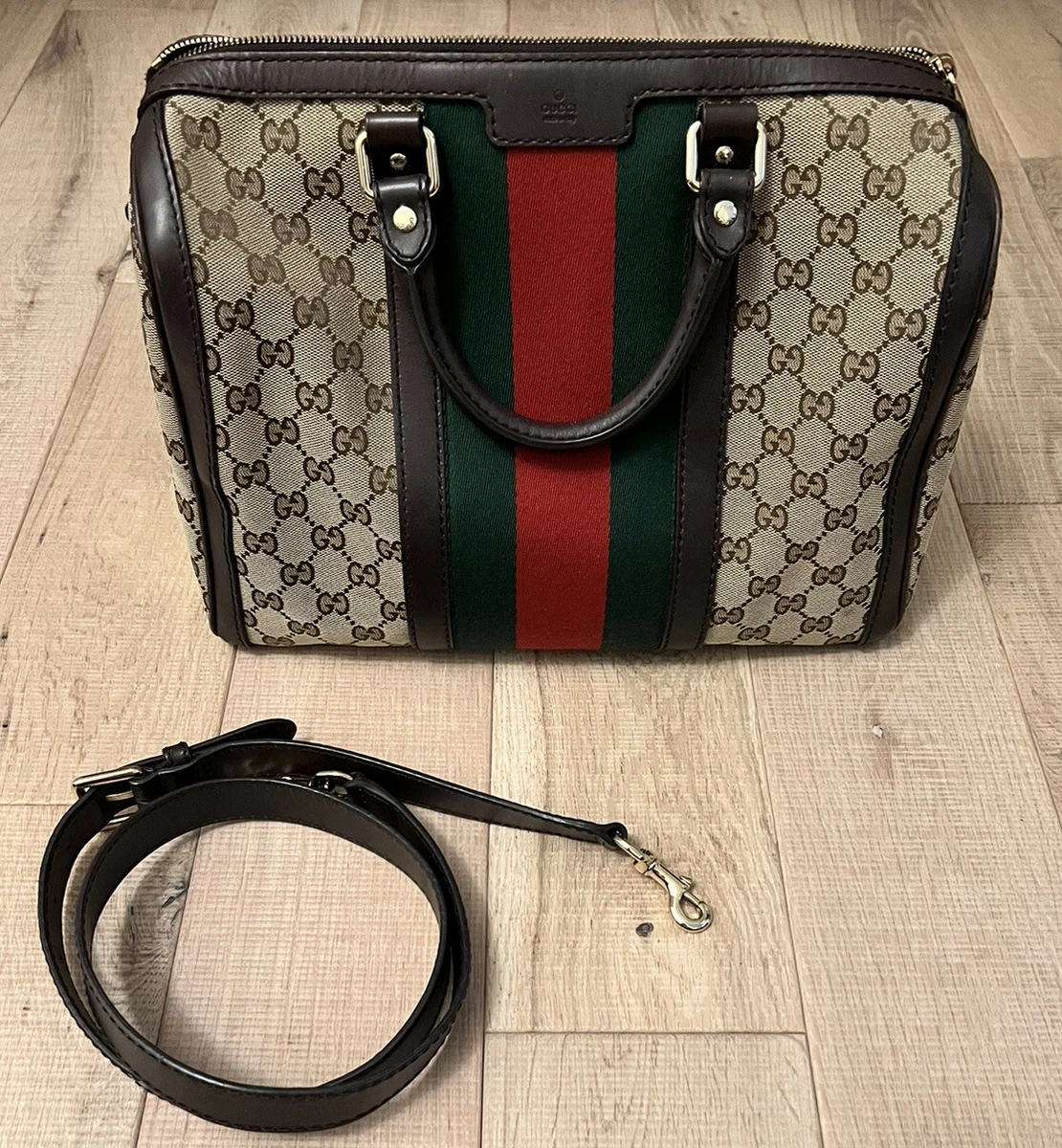 Gucci Gg Vintage Web Boston Bag