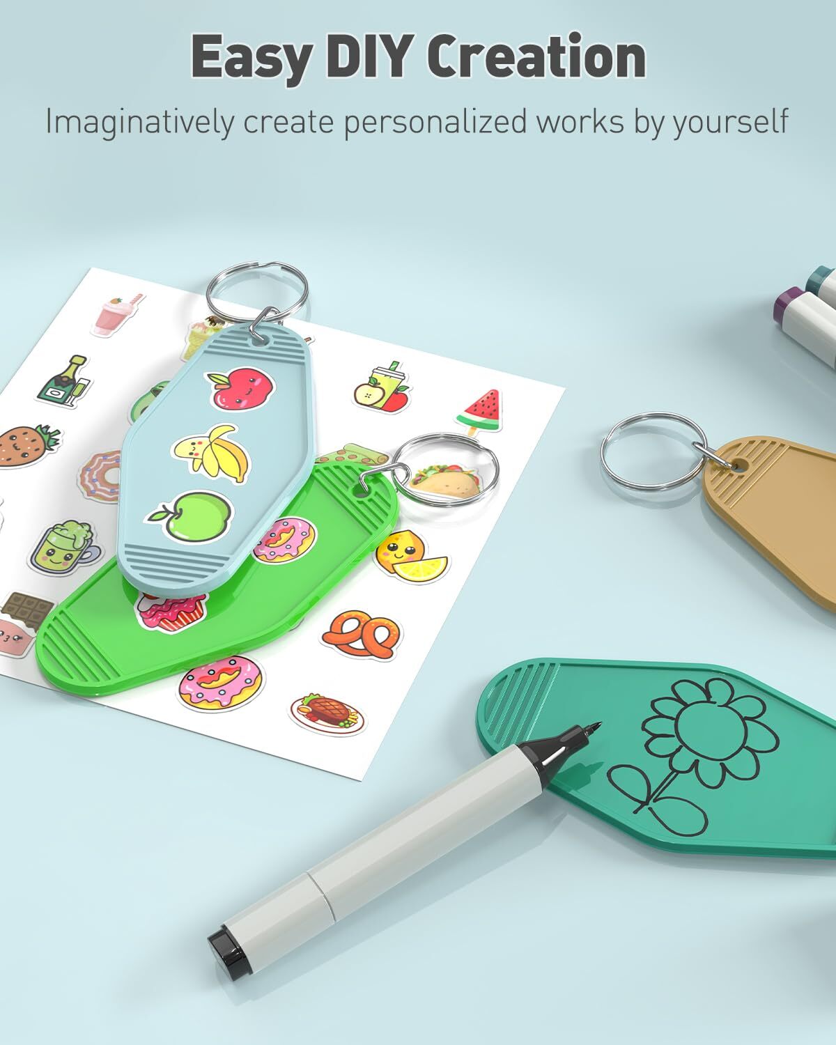 40 Pcs Vintage Motel Keychain Blank Rhombus Hotel Keychain for DIY Craft