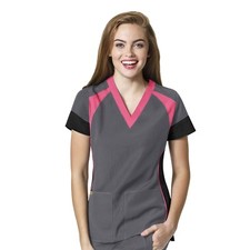 New Wonder Wink 6814 Women's Four-Stretch V-Neck Color Block Scrub Top