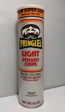 Vintage 1980s Pringles Light Original Potato Chips, Empty Silver 6  oz Can