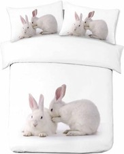 Image of White Bunny Rabbits Duvet Cover Set SALE WAREHOUSE CLEARANCE