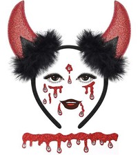 Glitter Devil Ears Headband Halloween Fancy Cosplay Accessories Devil Horns C...