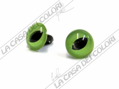 RAYHER - DOLL EYES - GREEN/BLACK CAT - DIAM. 8mm - 1 pair