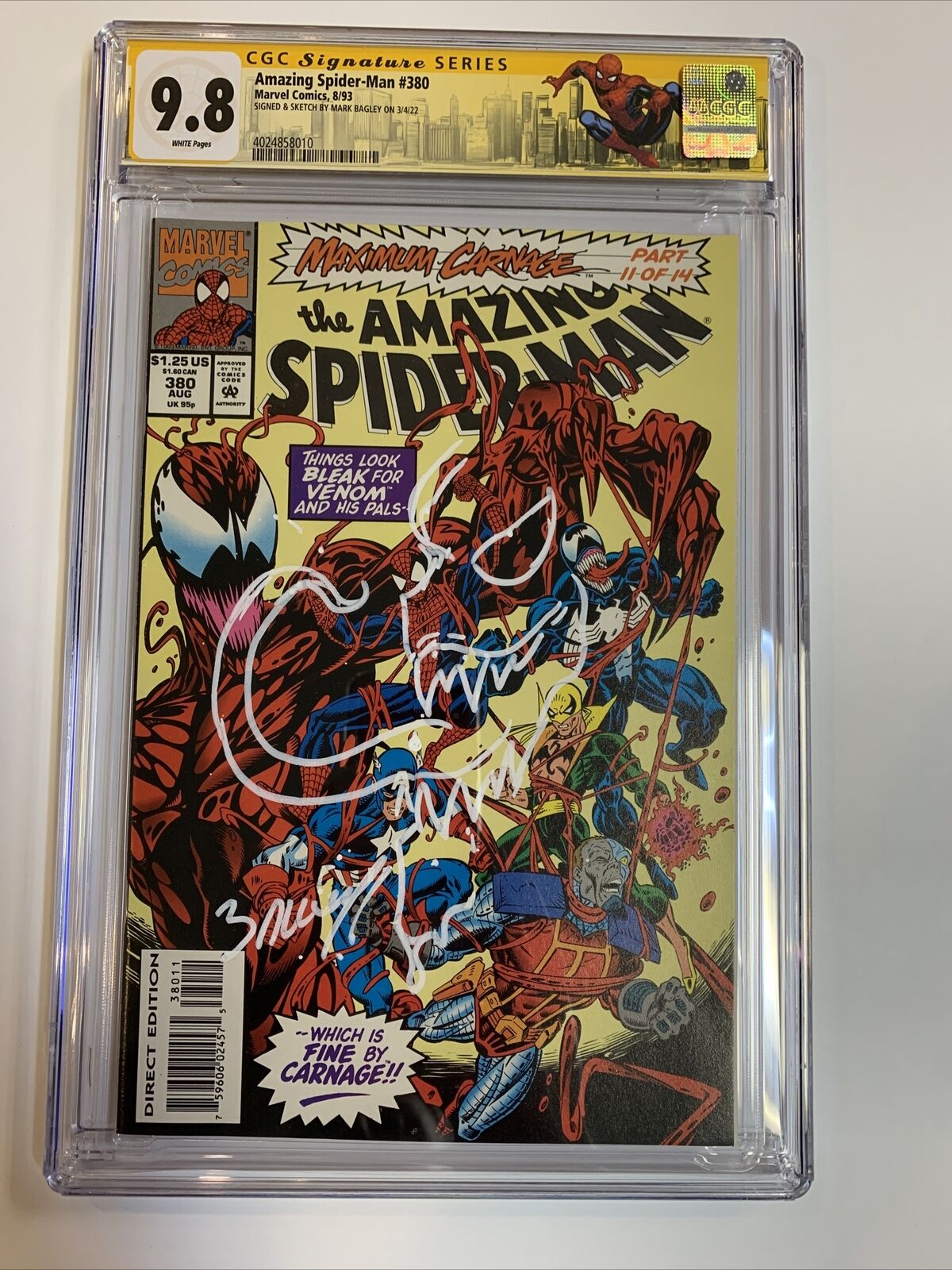 Image 1 - Amazing Spider-Man (1993) # 380 (CGC SS 9.8) Signed &amp; Sketch Mark Bailey
