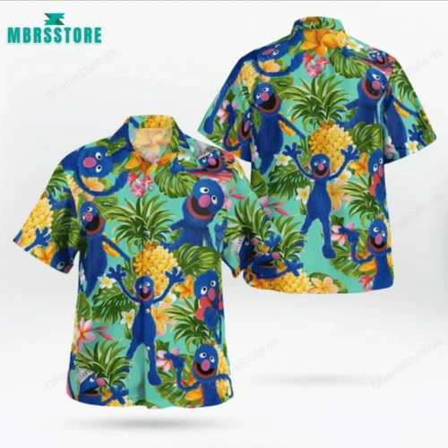 The Muppet Grover Pineapple Tropical 3D HAWAII SHIRT