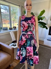 Eliza J Women's Multicolor Floral Print Sleeveless Fit  Flare Dress Size 6