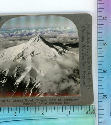 Mount Hood Oregon from Airplane OR USA Keystone Stereoview