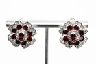 $395 .925 Sterling Silver 6.00CT Natural Garnet & Topaz Huggie Hoop Earrings