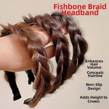 Comfortable Fishbone Braid Headband for Women Non Slip Hair Hoop for Braids