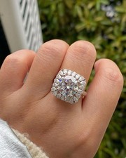 Moissanite Halo Engagement Ring 2.5 Ct Round  Pear Cut 14K White Gold Plated