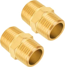 1/2 Inch Male Hex Nipples, 1/2'' NPT Male Brass Pipe Fitting Adapters, Brass 1/2
