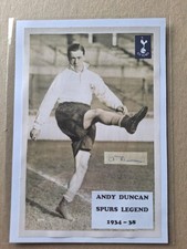 RARE! ANDY DUNCAN SPURS PRE-WAR LEGEND HAND-SIGNED CLUB-CRESTED PHOTOCARD