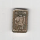 UNITED STATES NATIVE AMERICAN INDIAN HEAD BULLION BAR 1 GRAM .999 FINE SILVER