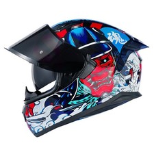 Casco de motocicleta HAX Obsidian cara completa doble visera Samurai rojo aprobado por el DOT ECE