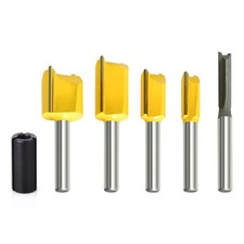 5Pcs Straight Dado Router Bit Set, 1/4-Inch Shank Round Nose, Cutting Diamete...