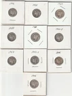 Ten 90% Silver Mercury Dimes '26, '35, '37 x2, '39, '40-S, '43, '43-S, '45 x2