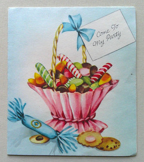 Tazza cesto dolcetti vintage compleanno festa invito biglietto auguri #A46
