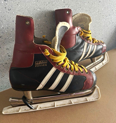 Vintage Adidas Füssen Eishockey Schlittschuhe Gr. 8½ Made in Yugoslavia Retro