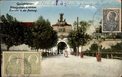 Alba Lulia Romania Gulag Prison Stamps on Front c1910 Vintage Postcard