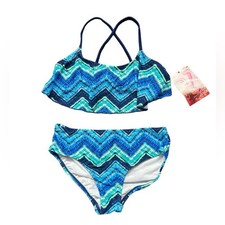 KANU SURF girls size 14 chevron pattern Kirsten #5552 bikini swimsuit set NWT