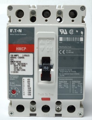 EATON CUTLER HAMMER HMCP150T4C 150 AMP Type HMCP Motor Circuit Protector 450